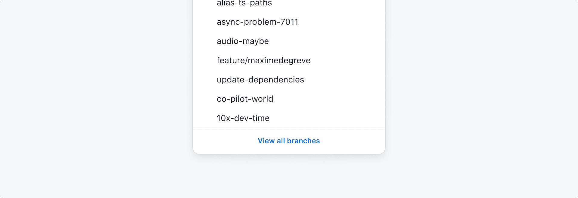 Select panel with a footer that includes a View All link