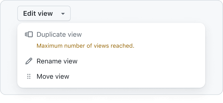 An ActionMenu with the first item in an inactive state.