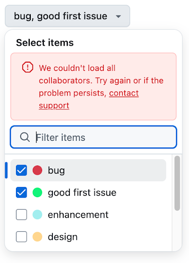 SelectPanel with inline error notice